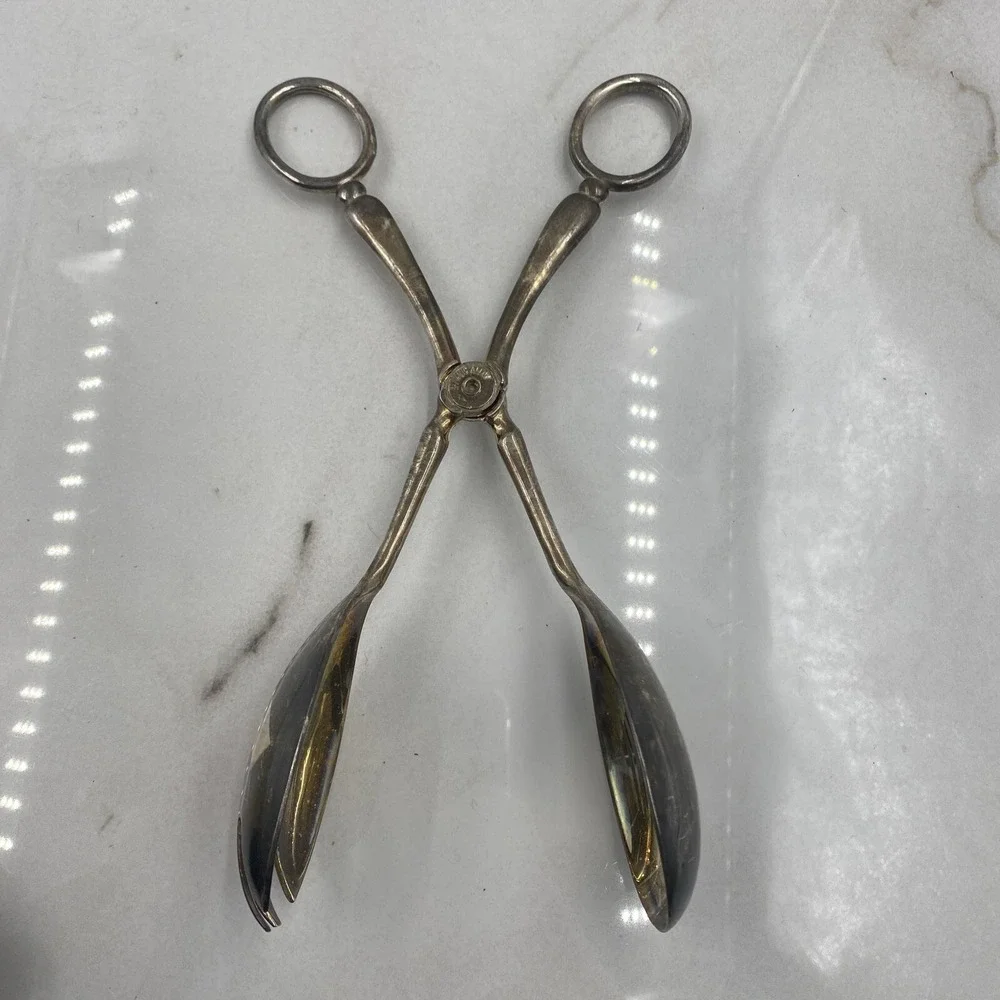 Vintage Serving Spoon Tongs Salad Pasta 10